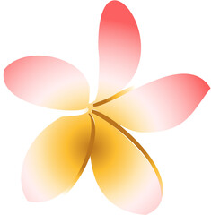 Stylized five-petal gradient flower is floating in flat style on transparent background, copy space