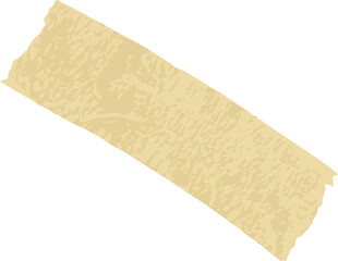 Beige tape strip floating in flat design against transparent background showing torn edges, texture