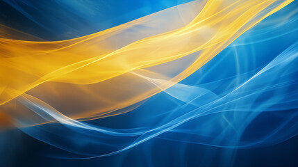 Wavy Light Trails in Blue and Yellow