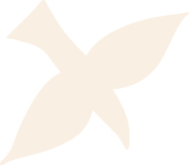 Abstract four-lobe shape is showing in flat design with cream petal lobes on transparent background