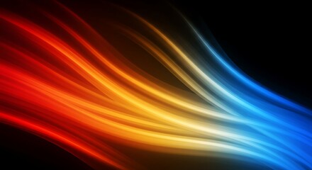 Abstract colorful flowing lines with gradient from red to blue on black