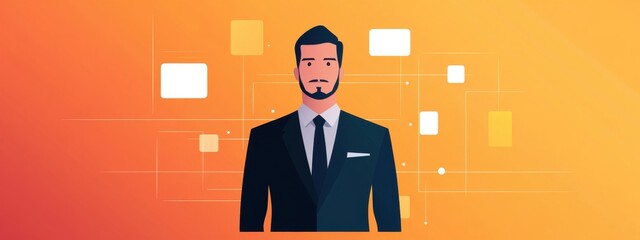 Minimalist Vector Art of a Businessman