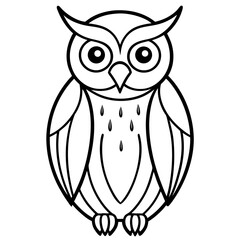 Owl Outline line art vector