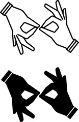 Sign Language Icons. Black and White Vector Illustration. Communication Language Used By Deaf or Hard of Hearing People. Communication with Hands and Gestures. Disability Concept