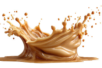 Caramel cream splash isolated on transparent background