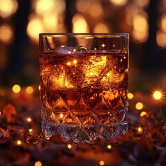 Amber Elixir Whiskey on a Fall Evening