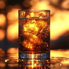 Golden Hour Whiskey on the Rocks
