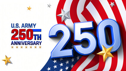 250th U.S. Army Anniversary Commemorative Design with American Flag and Historic Parchment Background, Generative AI