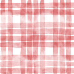 Red Plaid Gingham Check Hand Drawn Background Pattern Overlay
