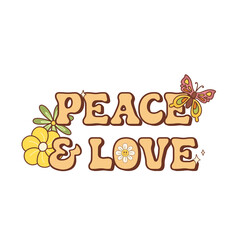 Peace  and  Love flat design is floating on transparent background with sparkles, flowers and butter