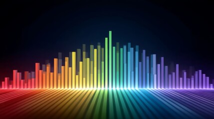 Colorful 3D Bar Chart Rising in Vibrant Rainbow Spectrum Against Dark Background