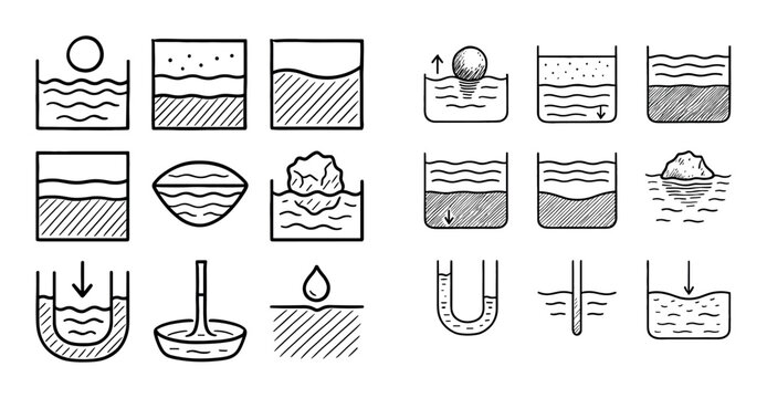 Water Density Phenomena Icons