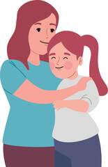 A Mother's Embrace: This artwork portrays a tender moment of a mother embracing her daughter. The illustration captures the warmth and affection of a parental embrace.