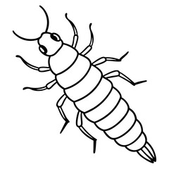 Minimalist Silkworm Line Art on Clean White Canvas