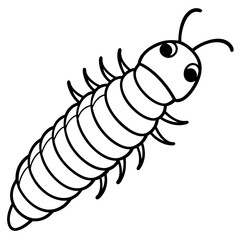 Minimalist Silkworm Line Art on Clean White Canvas
