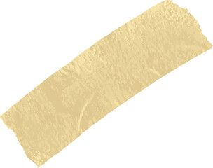 Torn yellowish adhesive tape is lying diagonally on transparent area showing rough paper texture