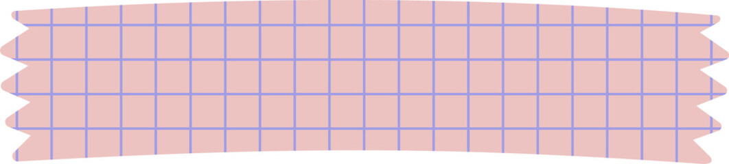 Floating flat grid tape strips in pale pink  and  rosy on transparent canvas, showing torn edges