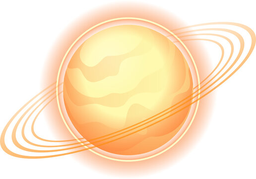 Naklejki Flat design showing planet-like orb glowing with layered gradients, rings on transparent background