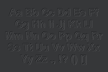 icon graffiti alphabet 3d inner shadow. font letter words alphabet sign. dark color