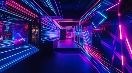 A captivating neon display with dynamic lines and vibrant colors creating a futuristic and immersive experience