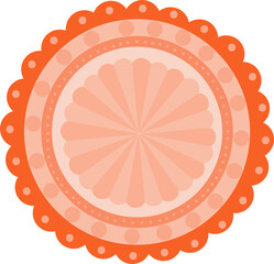 Mandala motif is showcasing orange rings with peach circles in flat style on transparent background