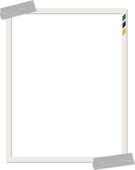 Polaroid-style border is showing cream frame with tape accents and color swatches, transparent