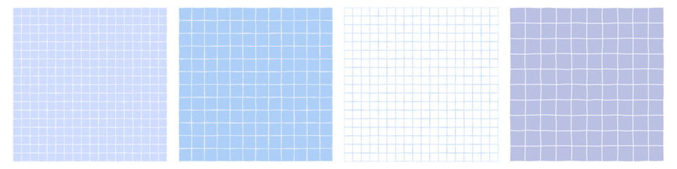 Geometric seamless pattern collection light grid on background blank. Notepad paper hand drawn line style pastel color. Vector 10 eps