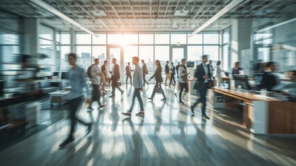 Busy office motion blur