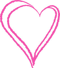 Abstract heart is appearing on transparent canvas with triple pink brushstroke outlines