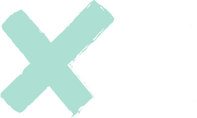 Obraz premium Mint green X symbol is forming on transparent layer in flat design, showing brushstroke texture