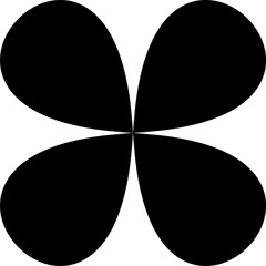 Abstract four-lobed clover shape is floating in symmetrical flat design on transparent backing