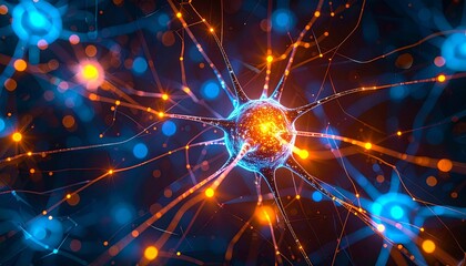 Fototapeta premium A High-Tech Neural Network Visualized as a Vast Cosmic Structure, Bursting with Colorful Energy Flows, Glowing Connections, and Dynamic Motion in a Futuristic, Sci-Fi Inspired Visualization of thought
