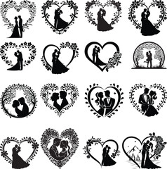 Obraz premium Wedding Heart Bride Groom bundle