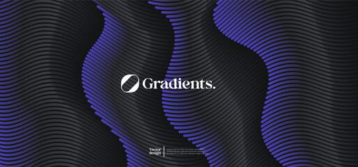 Wavy linear pattern with gradient texture. Vector presentation template. 