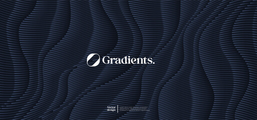 Wavy linear pattern with gradient texture. Vector presentation template. 