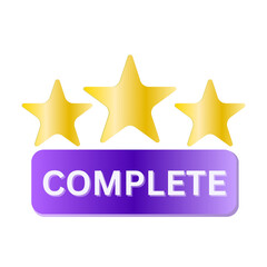 Fototapeta premium A 3d glossy complete badge with golden stars, complete badge 