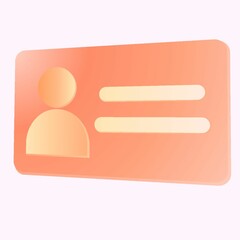 A 3d id card with person symbol, peach color 3d id card