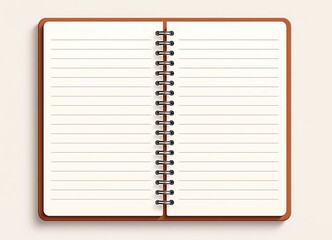 Open Orange Spiral Notebook with Lined Pages on Light Background - Blank Stationery Mockup - Top-Down View