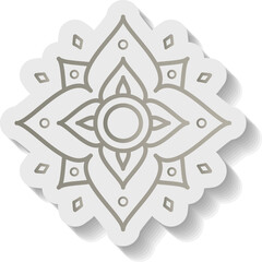 Symmetrical flat line mandala is floating on transparent background with circle petals, copy space