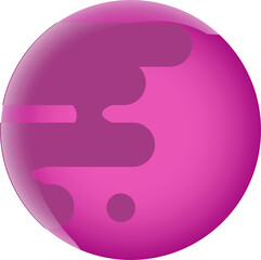 Stylized abstract sphere is showing magenta pink gradient and purple shapes, transparent background
