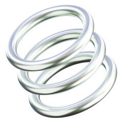 Fototapeta premium Circles PNG Shiny silver 3D shape. Abstract form element set on transparent background. Formas cromadas en 3D