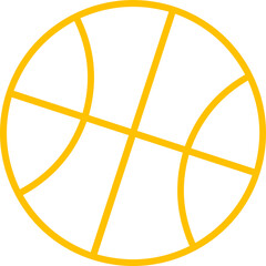 Abstract basketball illustration is floating in minimal line style, transparent background
