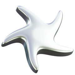 Curvy Star PNG Shiny silver 3D shape. Abstract form element set on transparent background. Formas cromadas en 3D