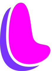 Floating magenta blob flat design showing white outline and purple shadow on transparent background