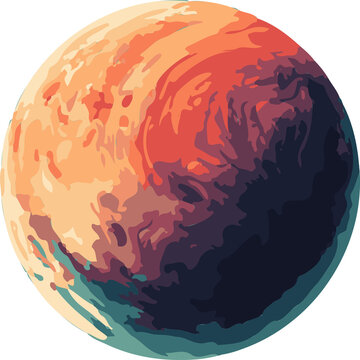 Fototapeta Flat design sphere is displaying swirling warm-to-cool layers on transparent background, copy space