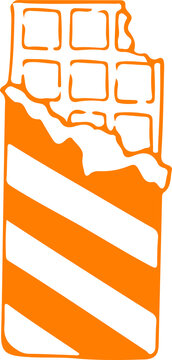 Naklejki Chocolate bar being partially bitten, floating on transparent background in flat design, copy space