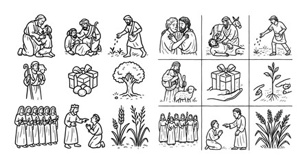 Fototapeta premium Biblical Parables Icons