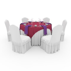 3d render Banquet Table and Chair design element Furniture