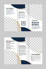 Travel and Tourism Tri-fold Brochure Template for Professional Agencies. 