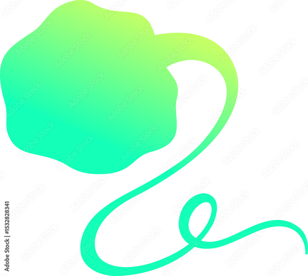 Poster flat design abstract blob is floating on transparent backdrop with gradient and looping ribbon tail